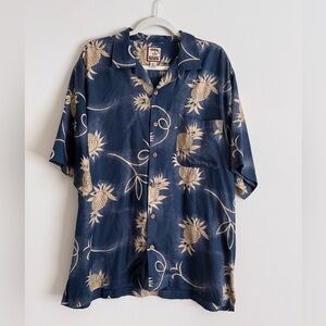 Tommy Bahama 100% Silk Hawaiian Shirt with Pineapple Design Mens Size L
